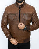 Brown Multi-Layer Pocket Pilot Jacket
