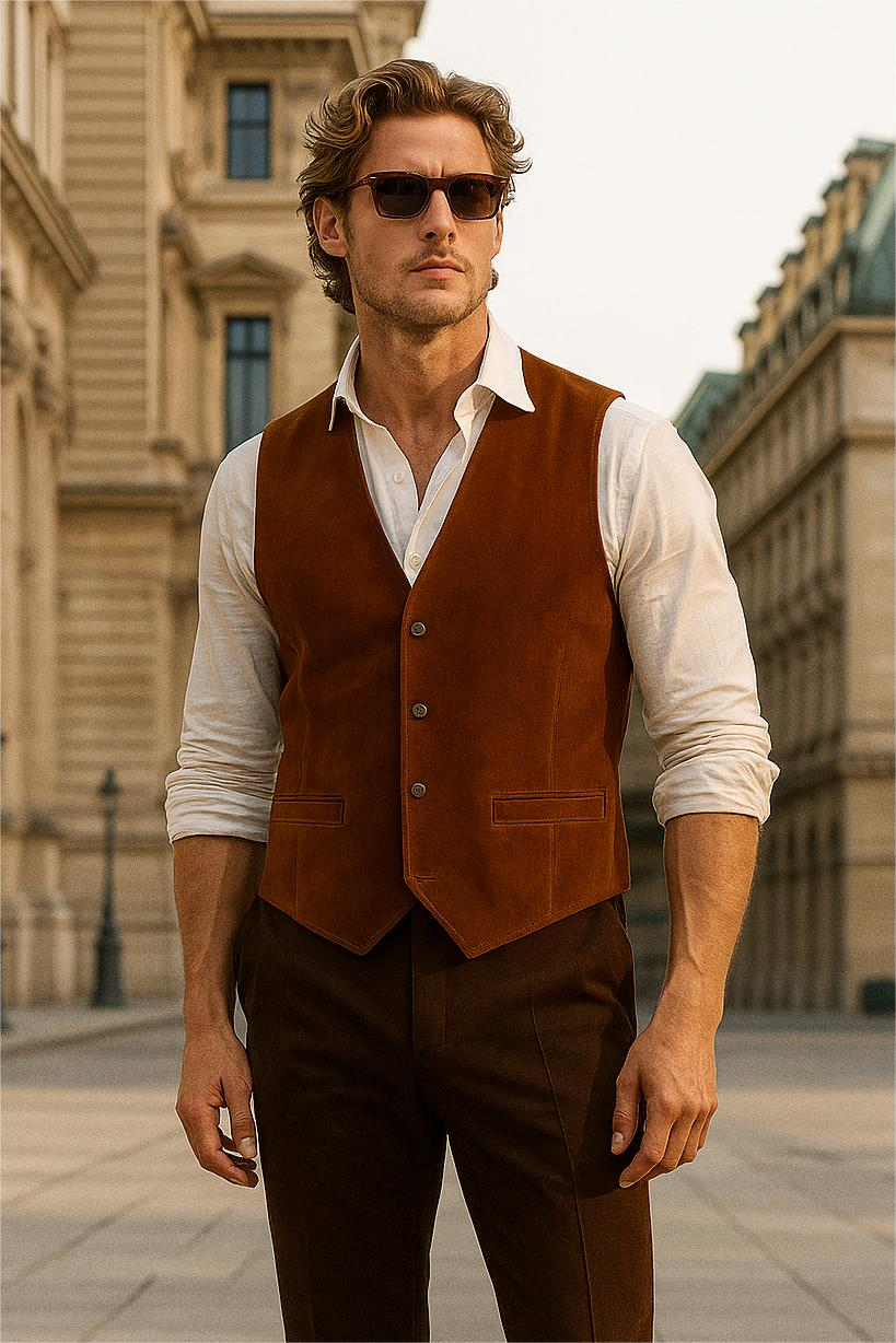 Brown Suede Leather Vest