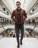 Brown Leather Men's Pilot Jacket