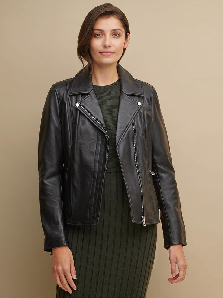 Toned Leather Biker Jacket