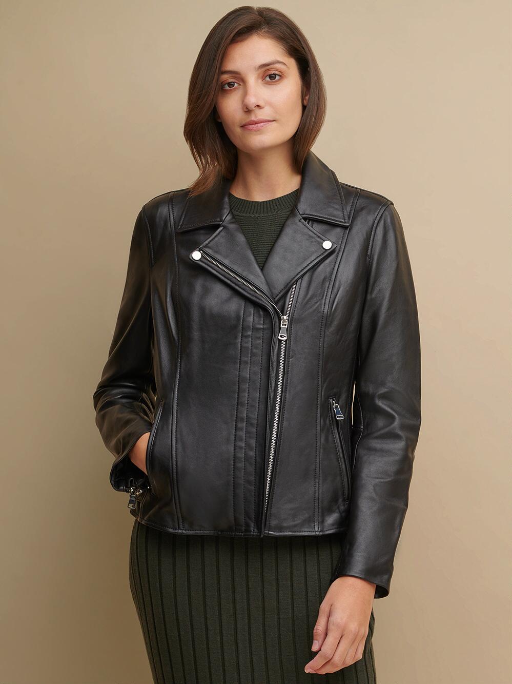 Toned Leather Biker Jacket