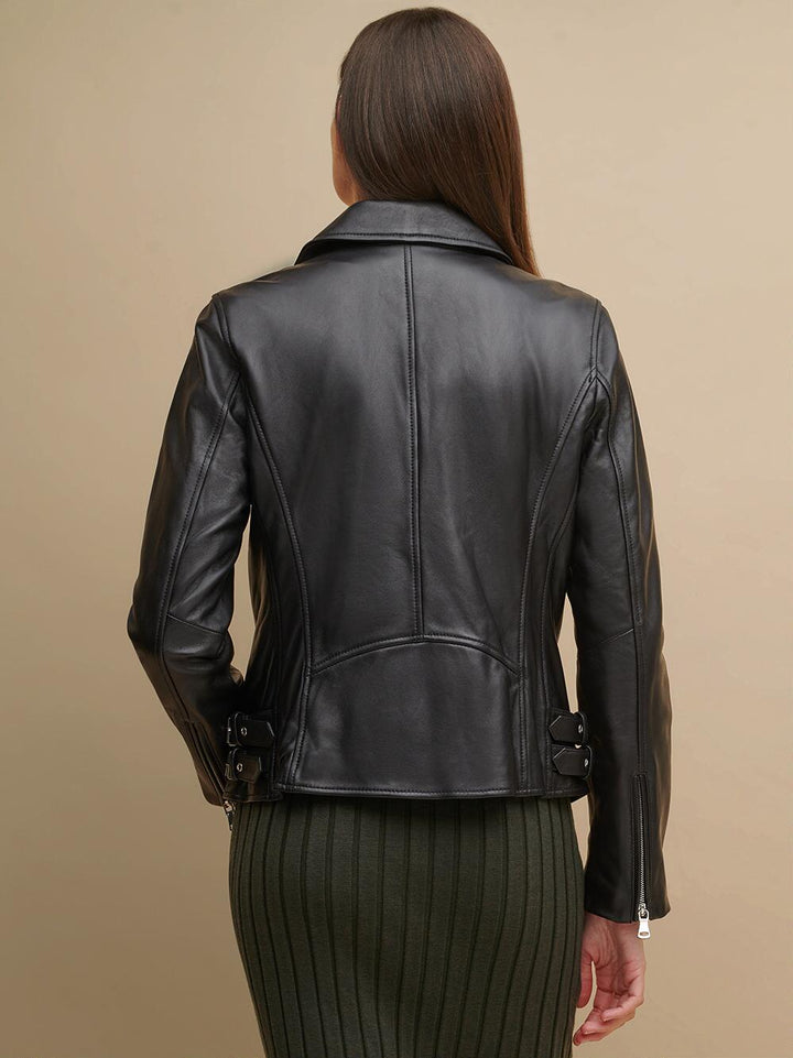 Toned Leather Biker Jacket