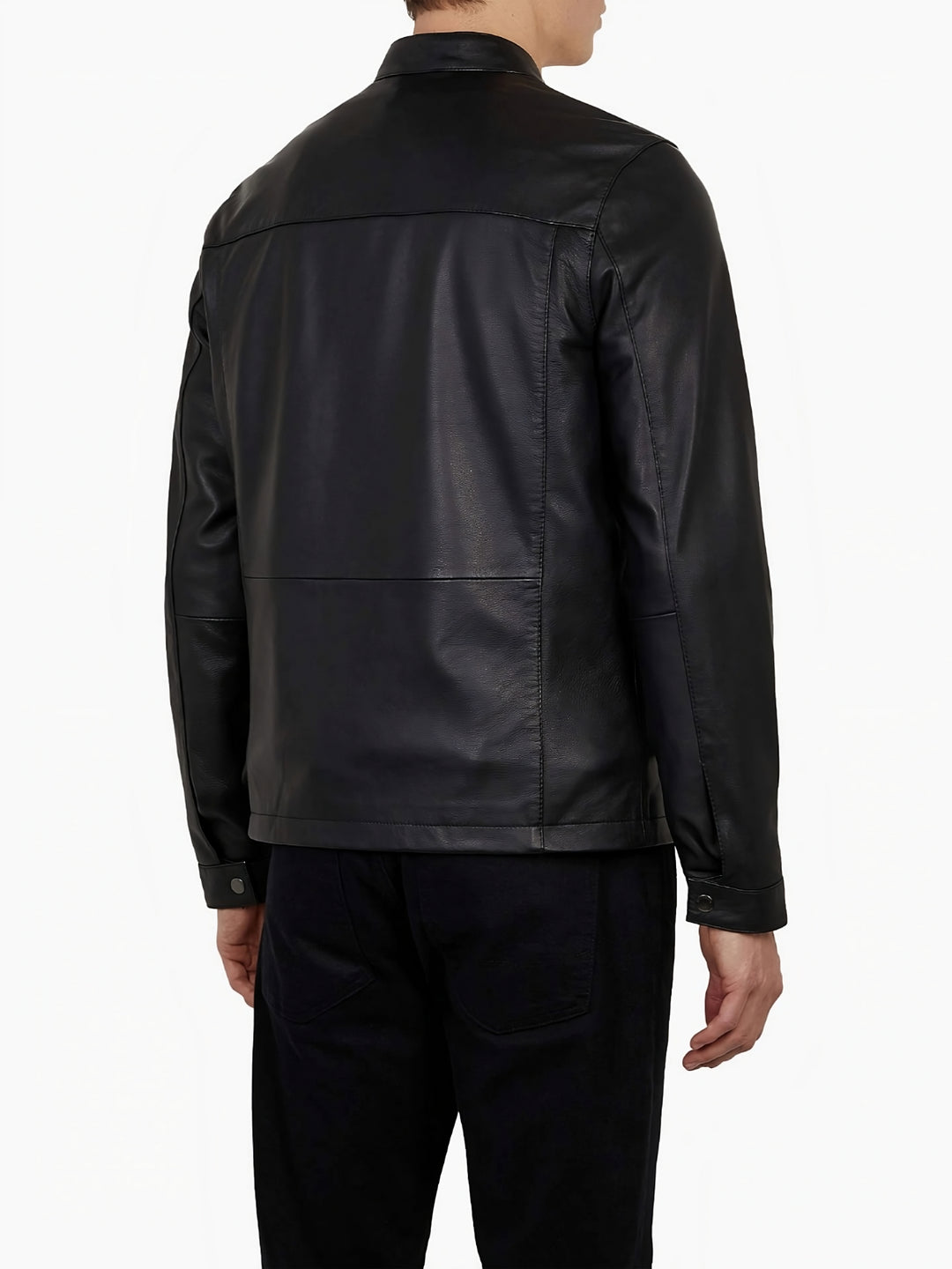 Cargo-Style Lambskin Leather Jacket