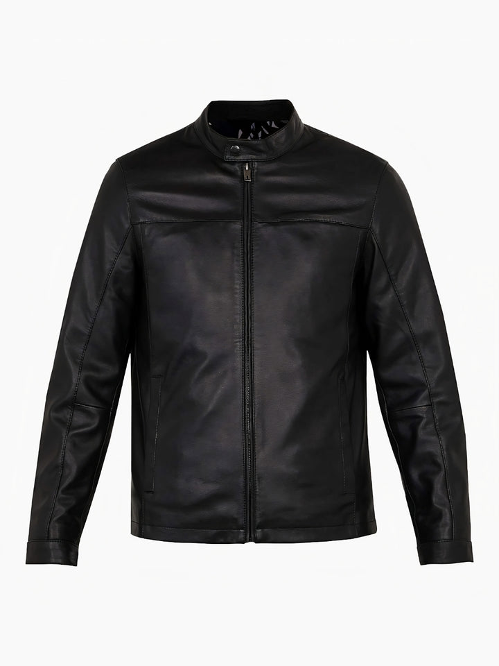 Cargo-Style Lambskin Leather Jacket