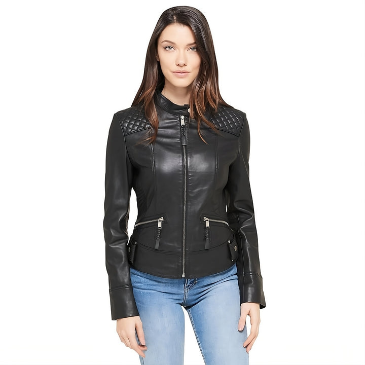 Casual Quilted Leather Jacket