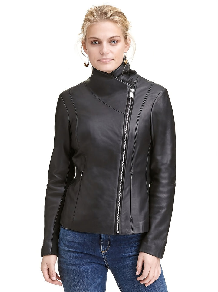 Chic Asymmetrical Zipper Leather Jacket