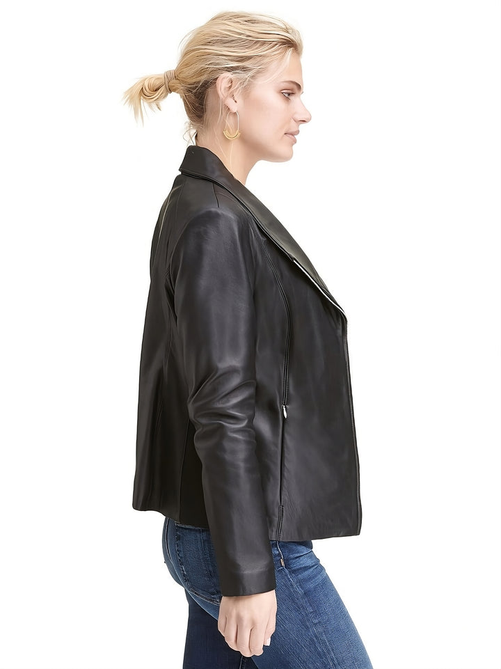 Chic Asymmetrical Zipper Leather Jacket