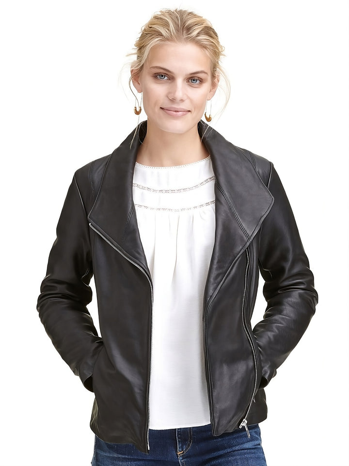 Chic Asymmetrical Zipper Leather Jacket