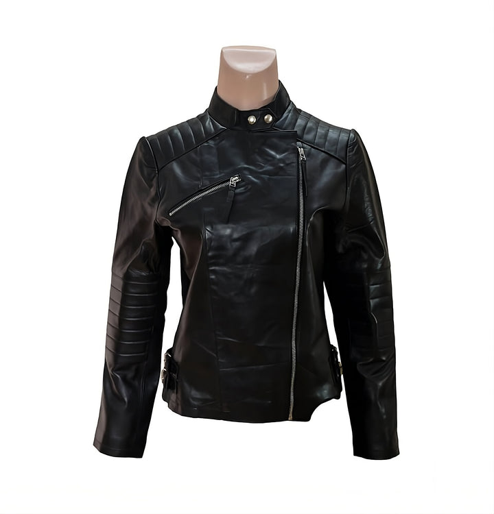 Chic Lambskin Leather Moto Jacket