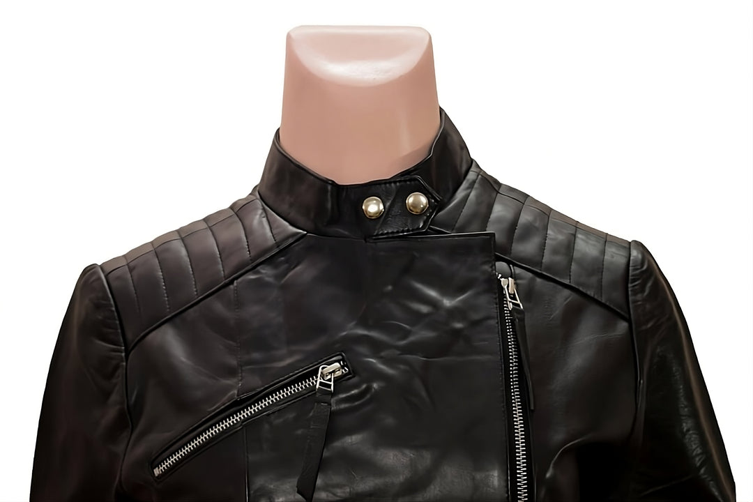 Chic Lambskin Leather Moto Jacket