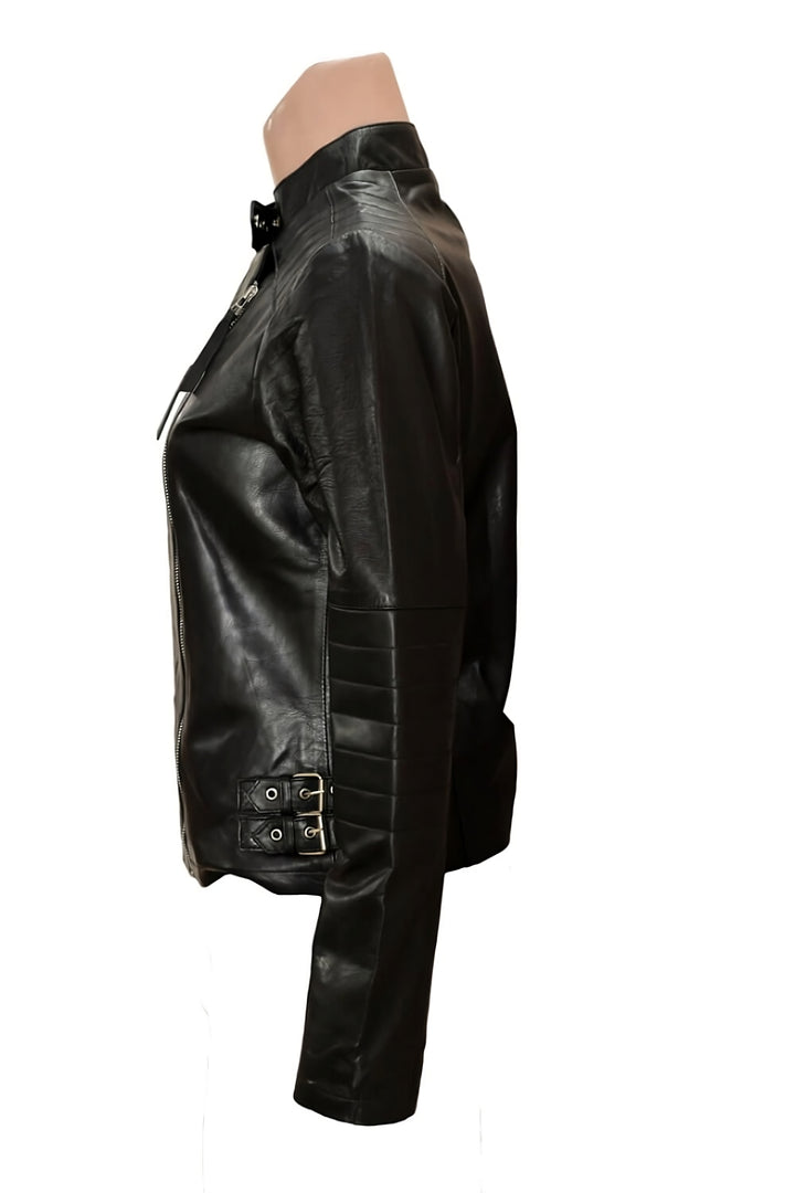 Chic Lambskin Leather Moto Jacket