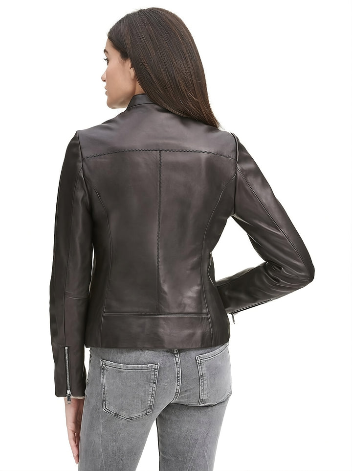 Classic Clean Leather Jacket for Women