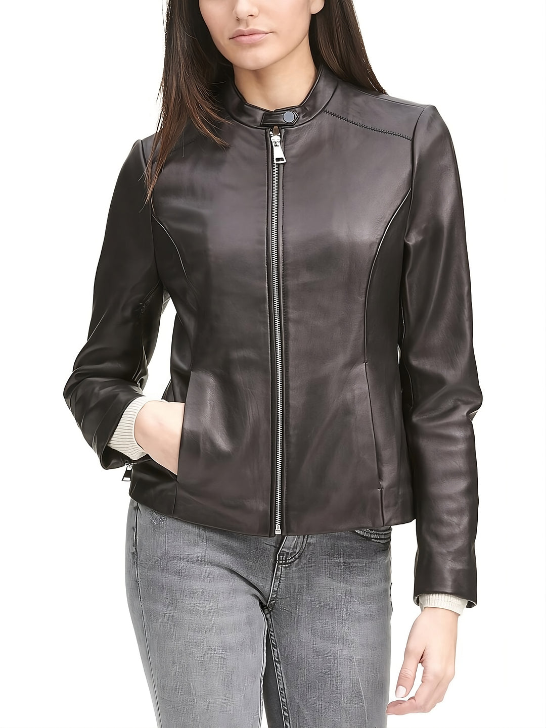 Classic Clean Leather Jacket for Women