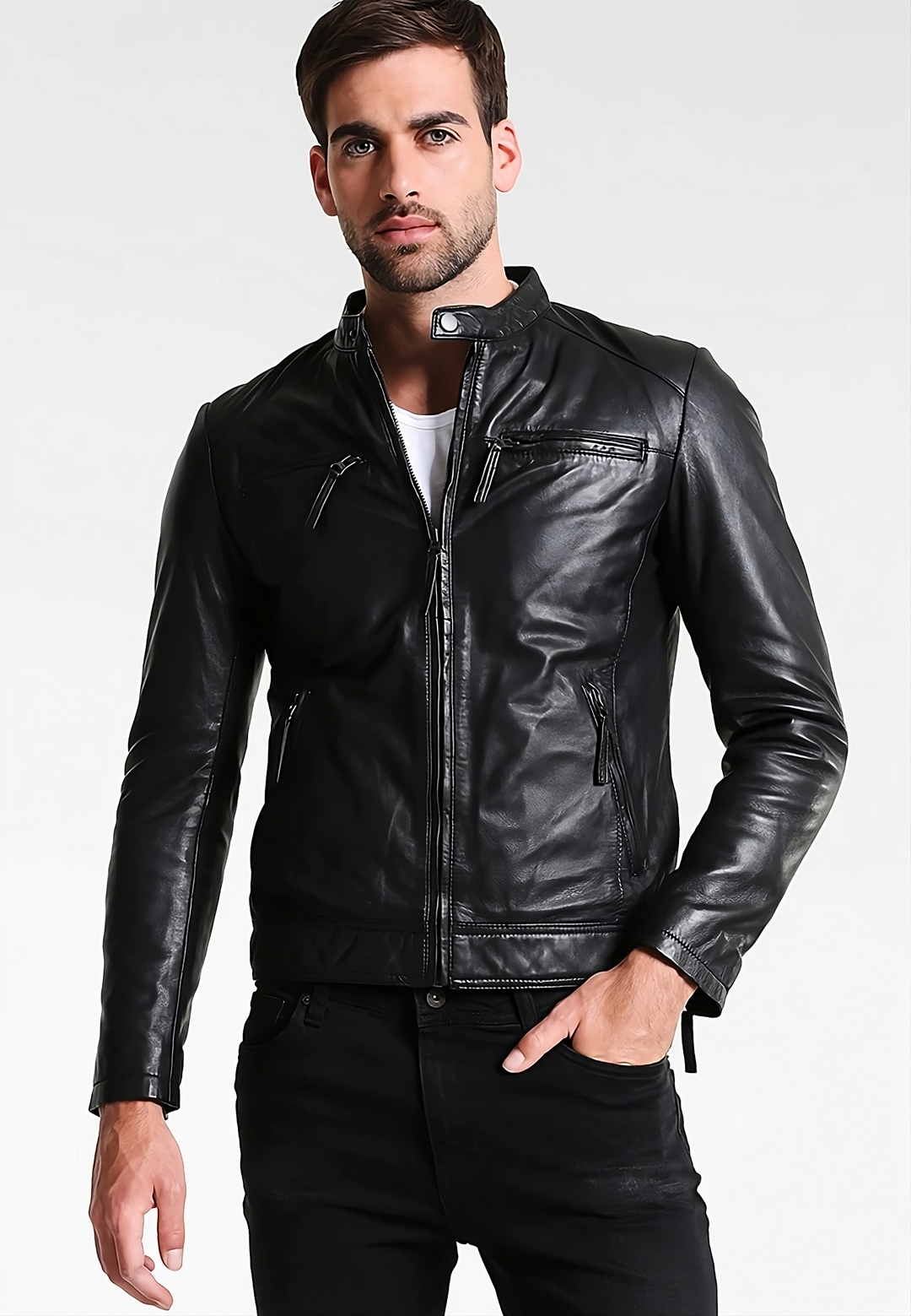 Classic Country Leather Bomber Jacket