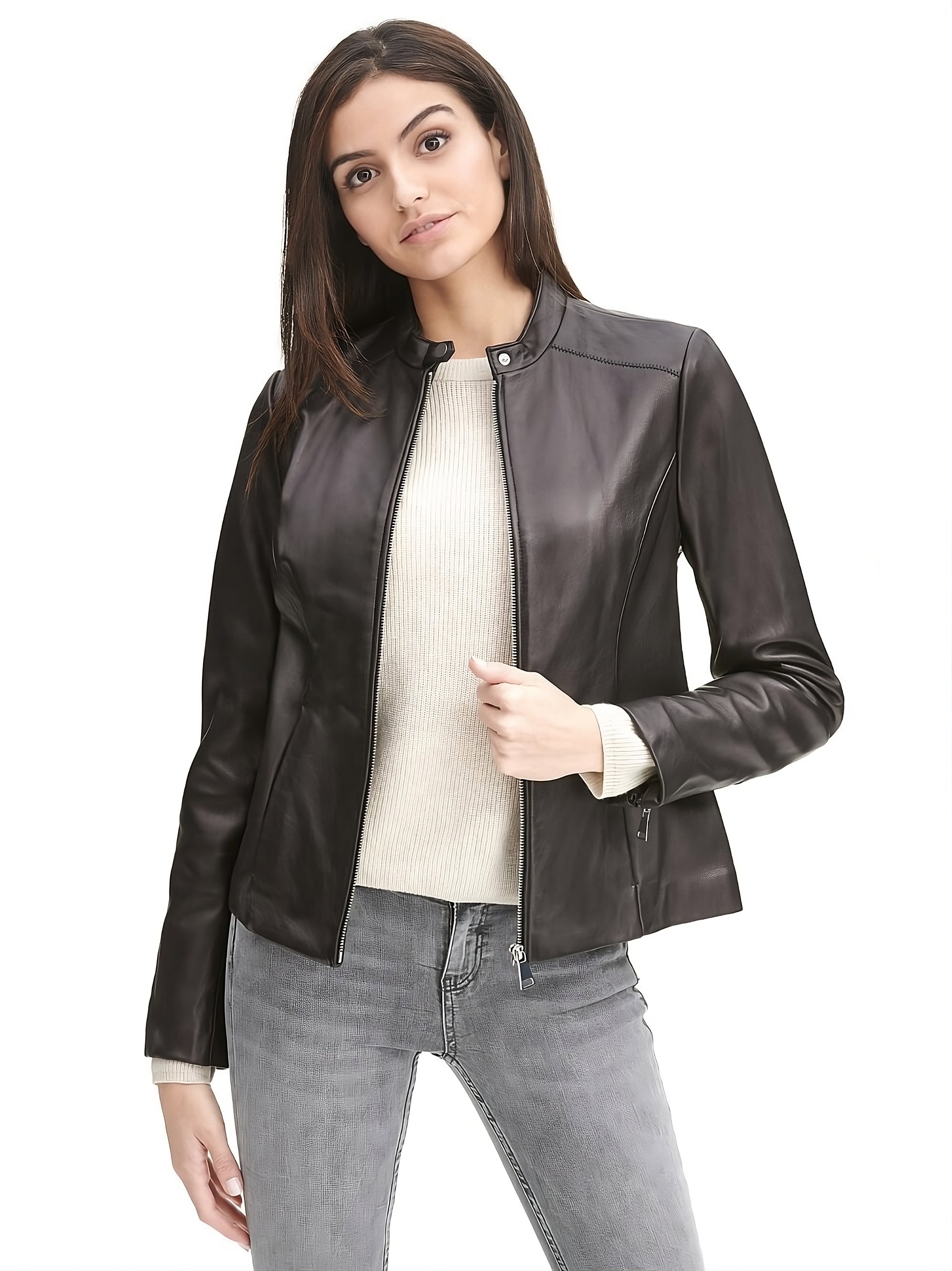 Classic Clean Leather Jacket for Women Women Lambskin Leatherwear