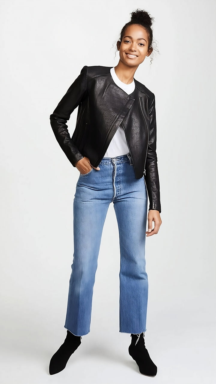 Clean Moto-Inspired Leather Jacket