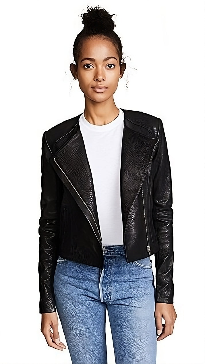 Clean Moto-Inspired Leather Jacket