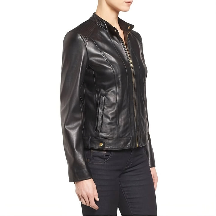 Clean Sophisticated Leather Moto Jacket