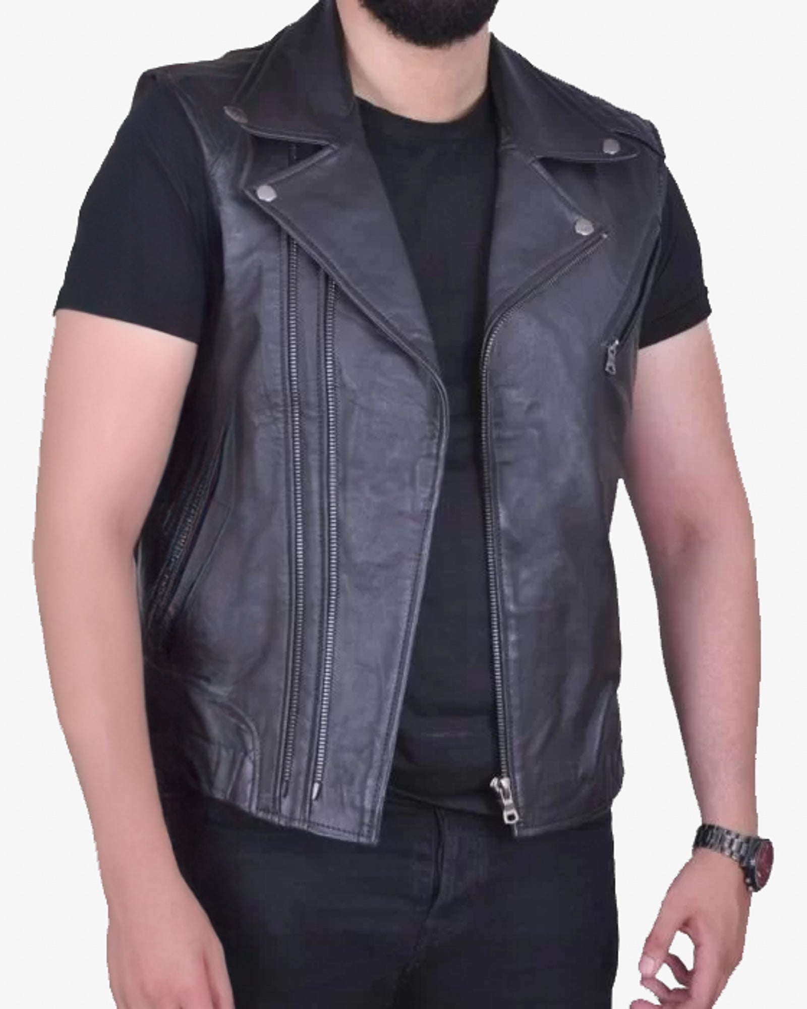 Black leather perfecto vest