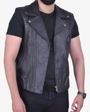 Black leather perfecto vest