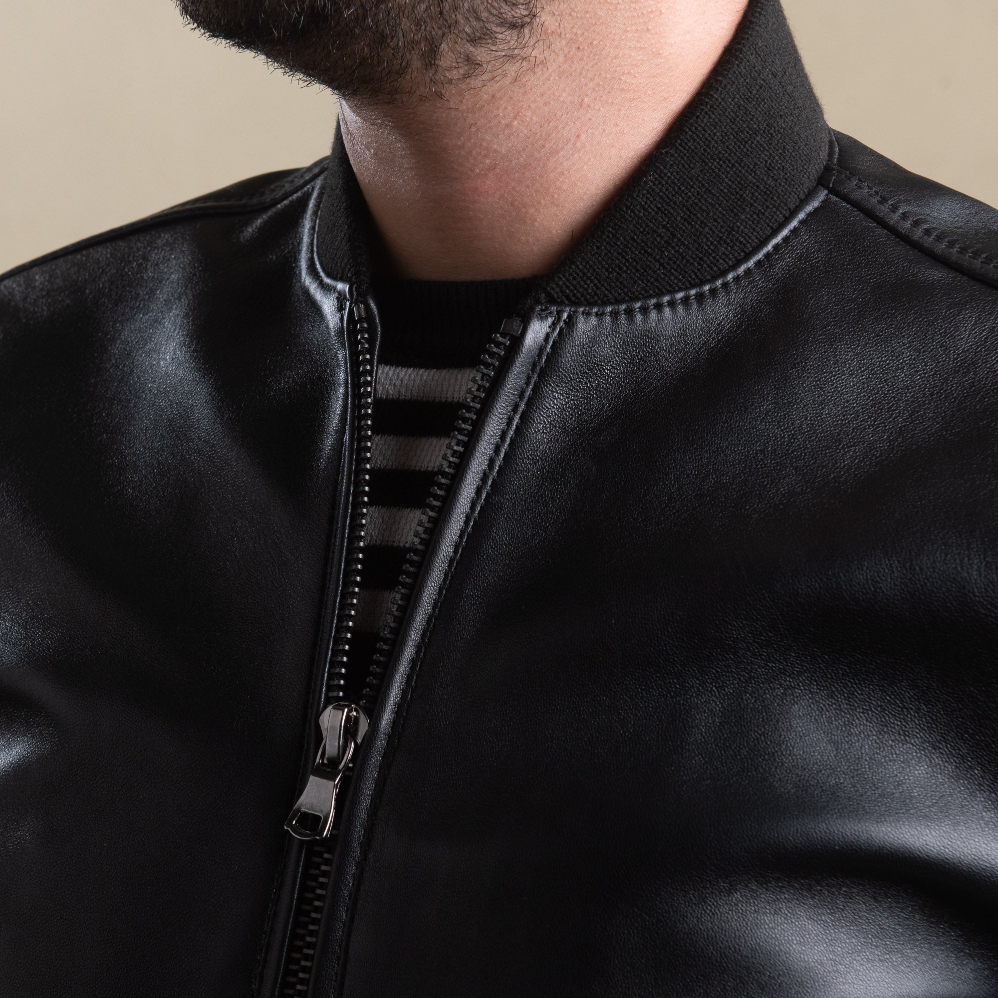 Lonic black leather pilot jacket Media 3