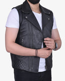 Black leather perfecto vest