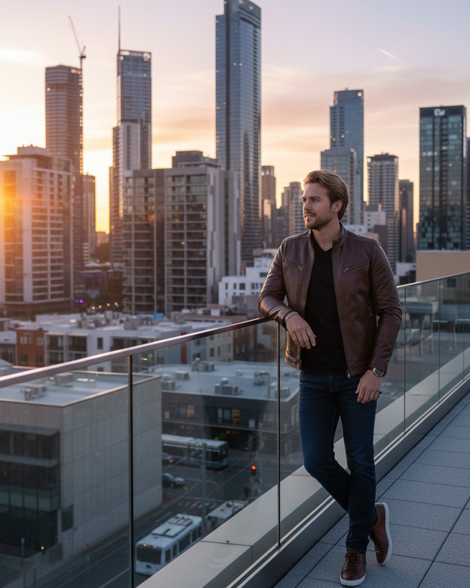 Brown lambskin leather jacket