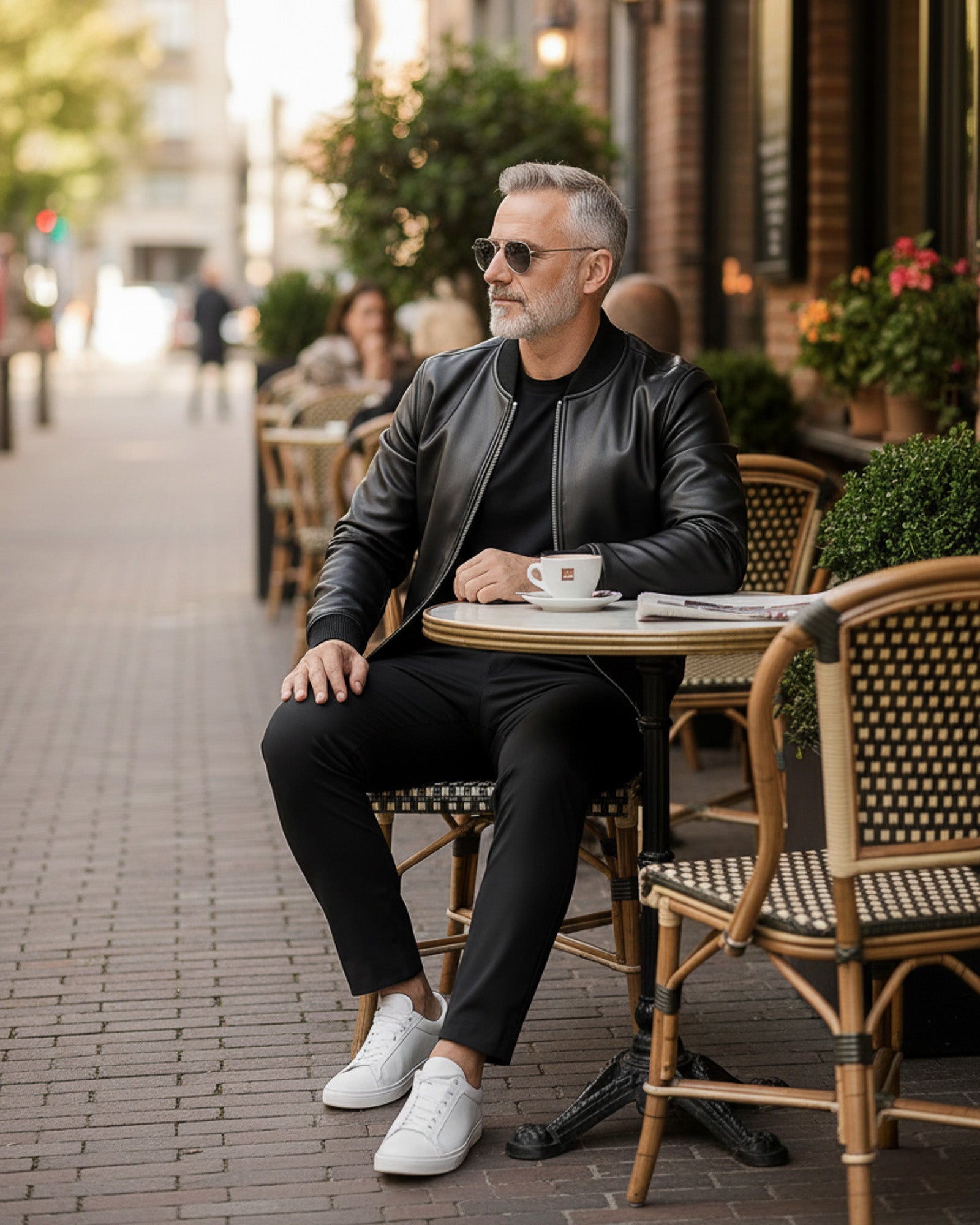 Lonic black leather pilot jacket