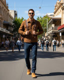 Men’s Suede Trucker Leather Jacket