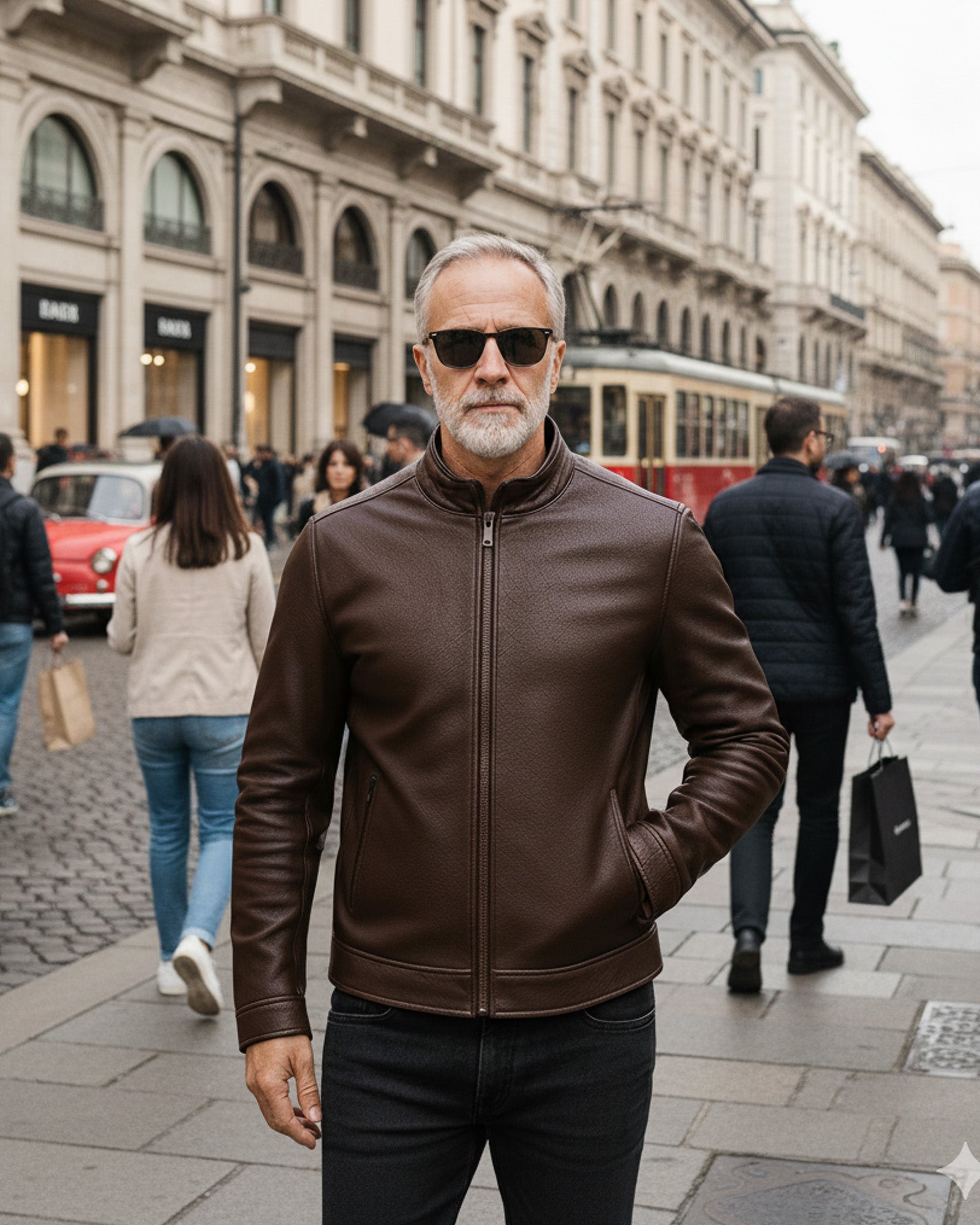 Classic Brown Buffalo Leather Biker Jacket