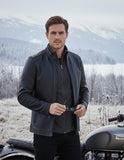 Premium Black Leather Shirt Collar Jacket
