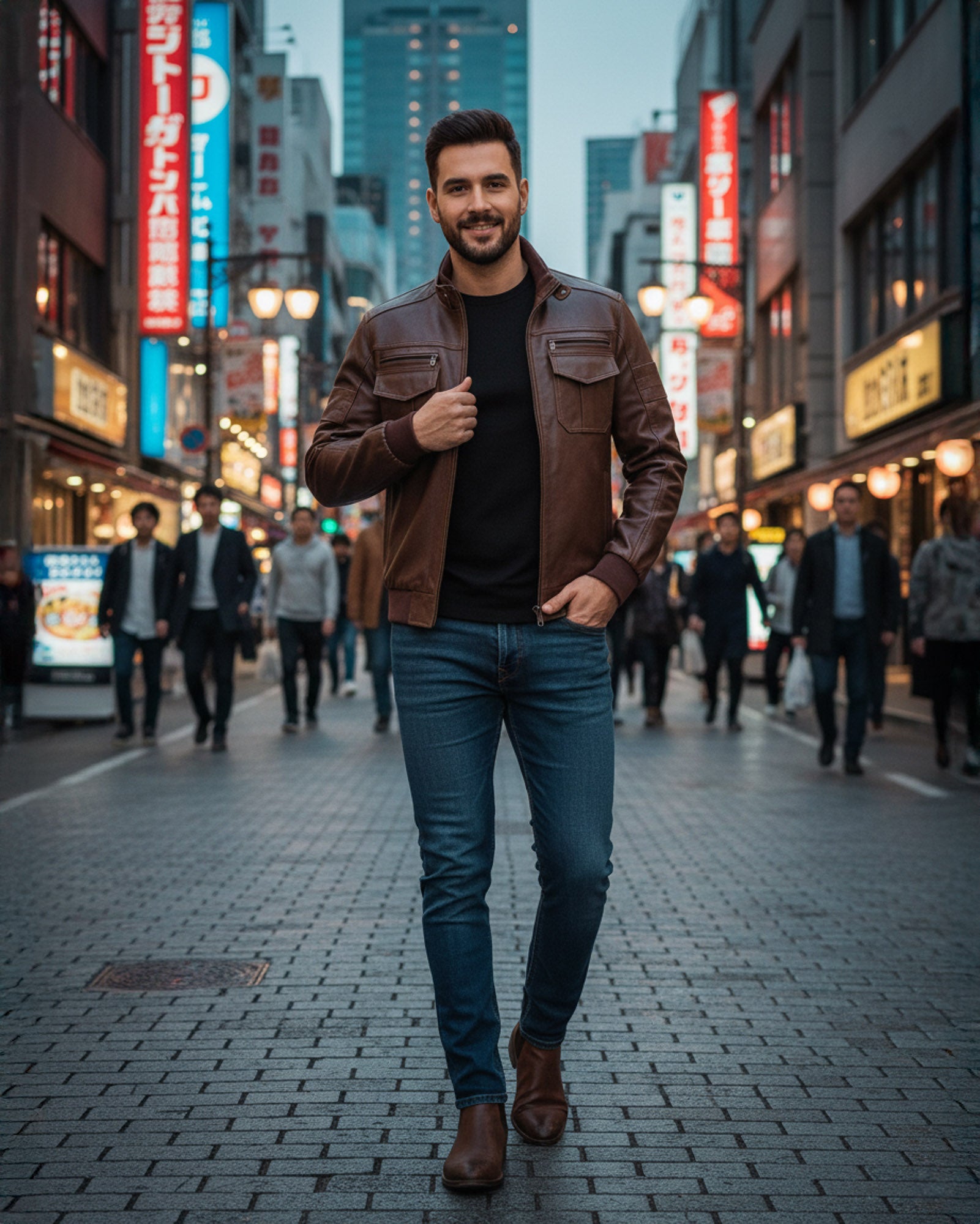 Mahogany Brown Leather Jacket for Men