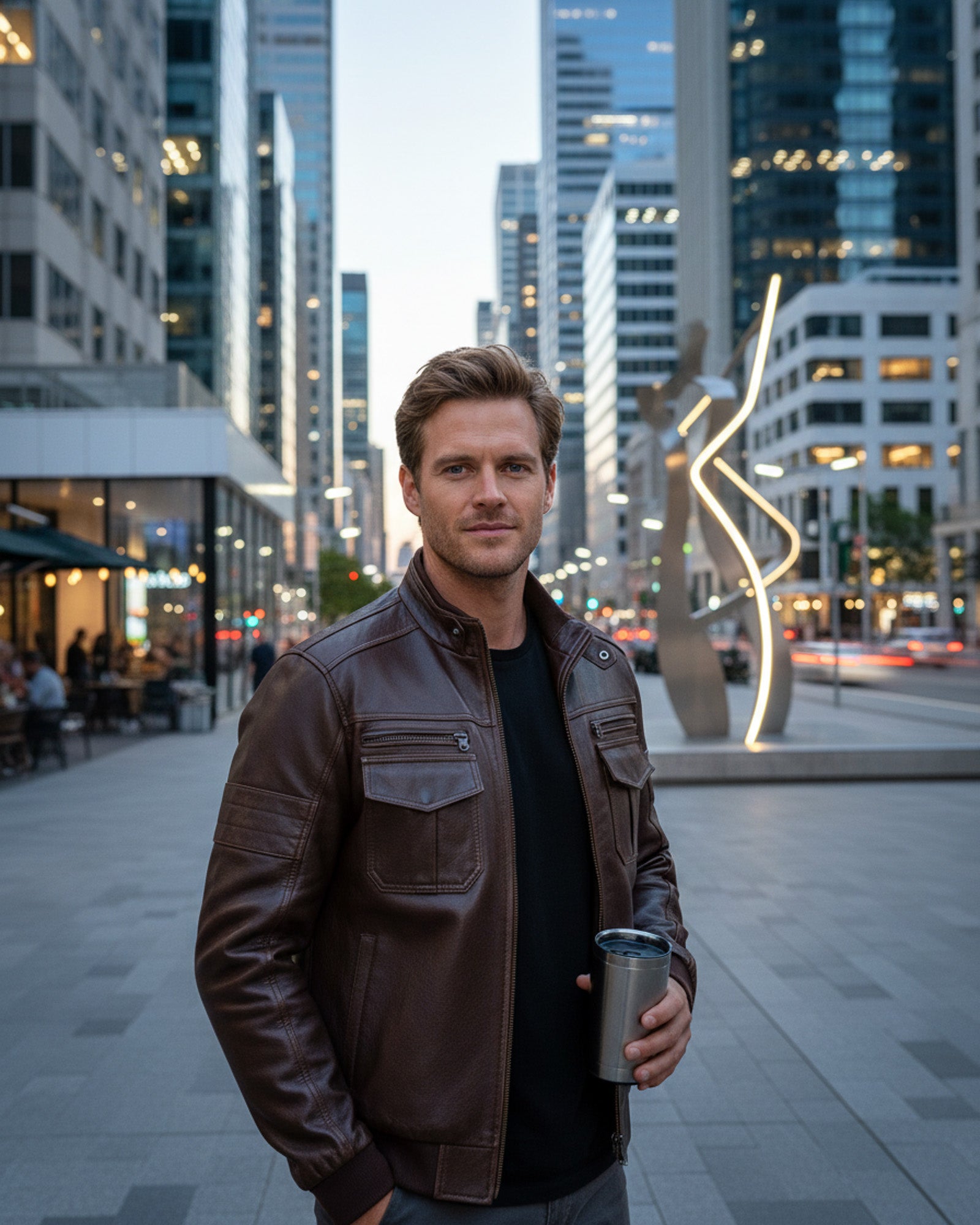Mahogany Brown Leather Jacket for Men