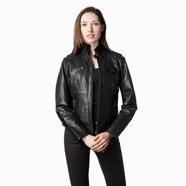 Retro Glamour Lambskin Leather Jacket