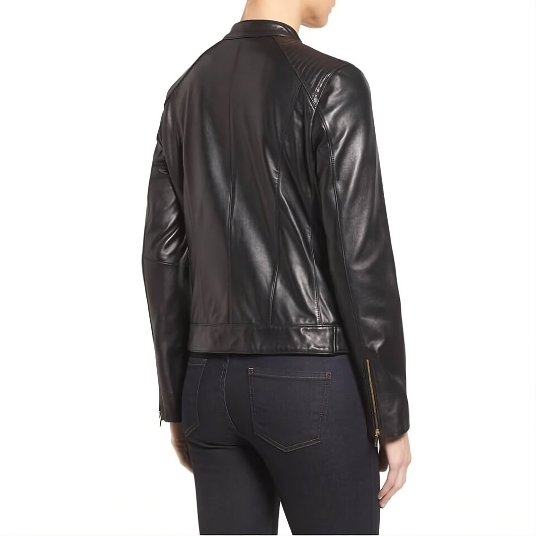 Clean Sophisticated Leather Moto Jacket