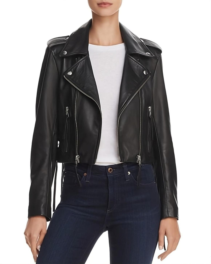 Lace-up Moto Leather Jacket