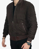 Brown Suede Bomber Jacket for Men
