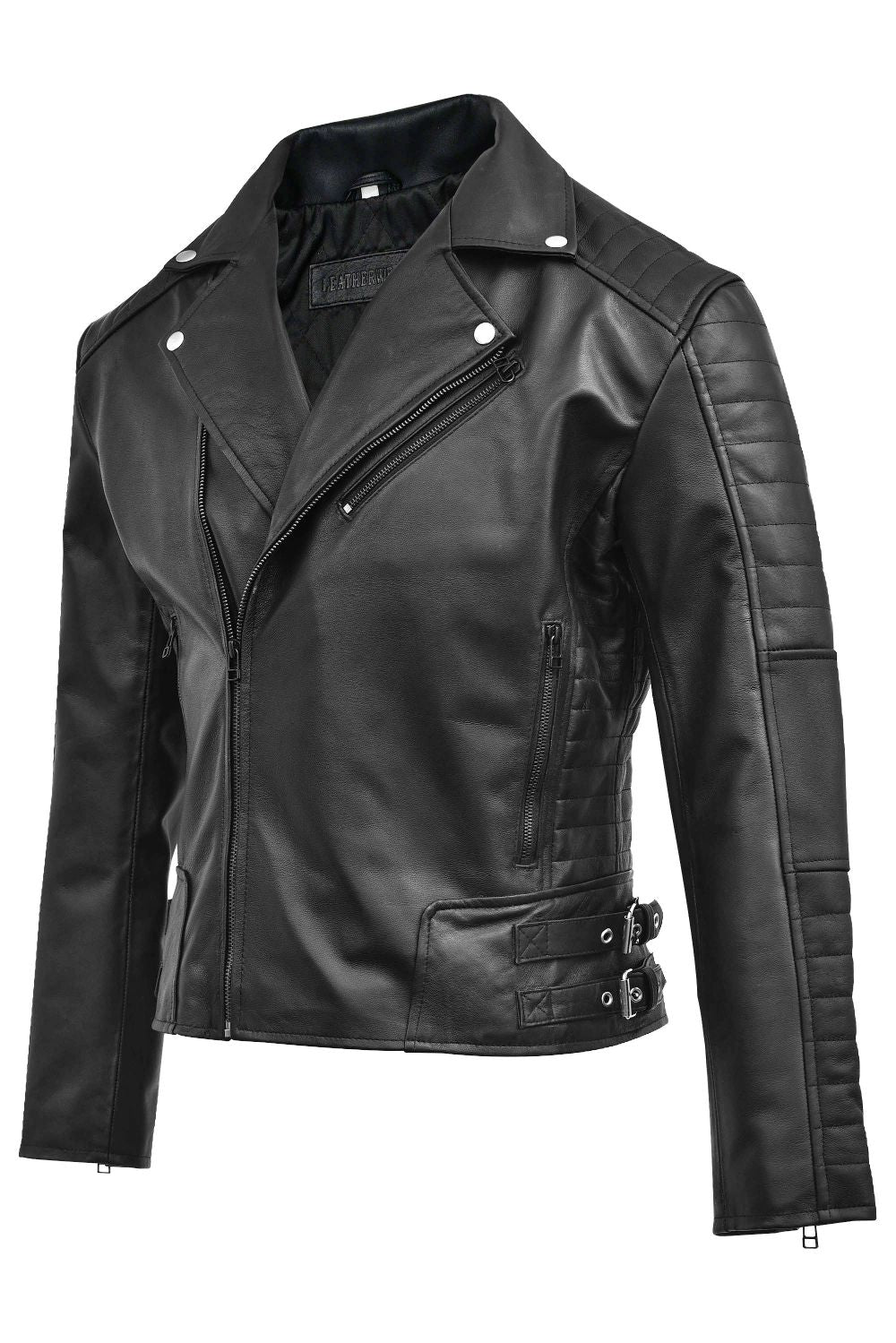  black biker leather jacket
