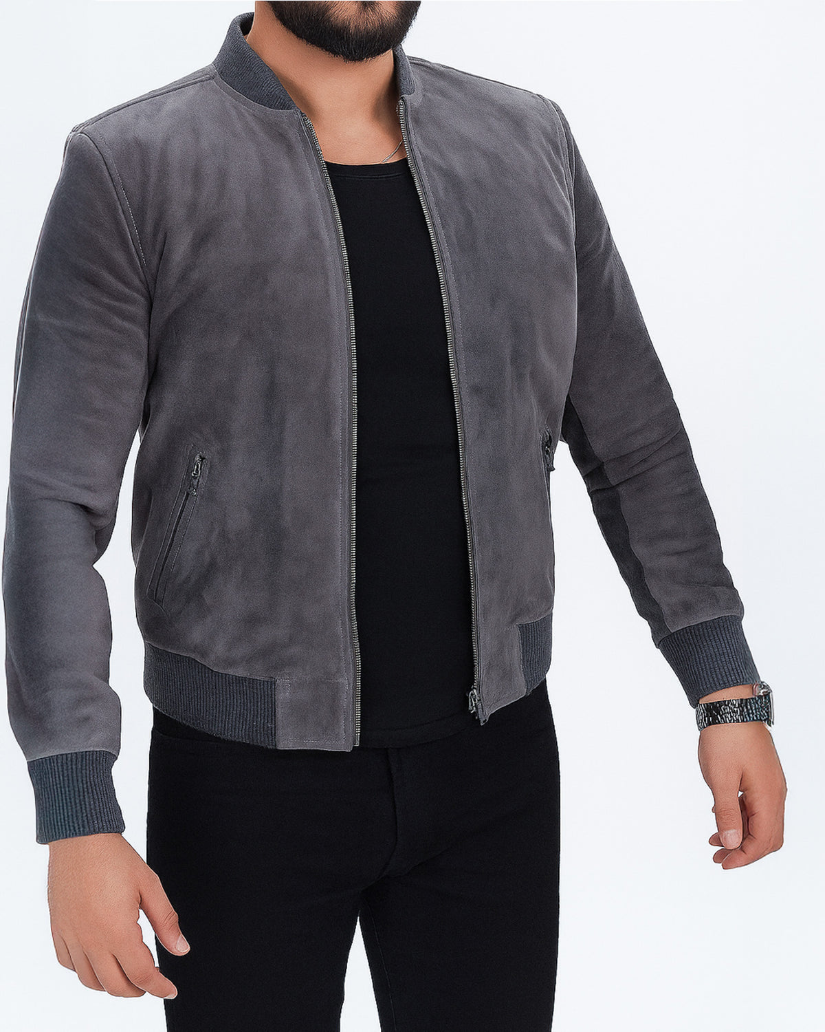 Men's Grey Suede Pilot Jacket