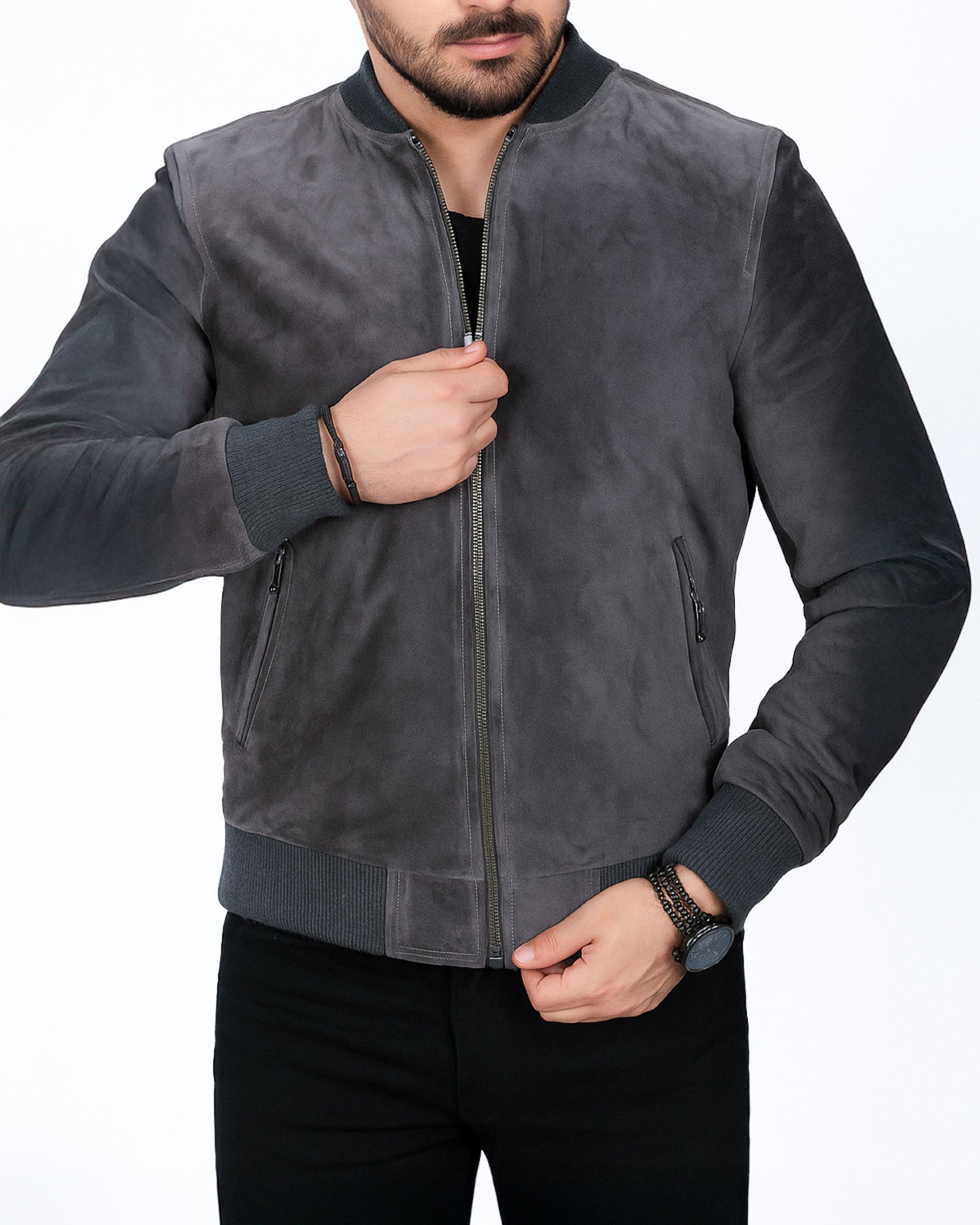 Men's Grey Suede Pilot Jacket