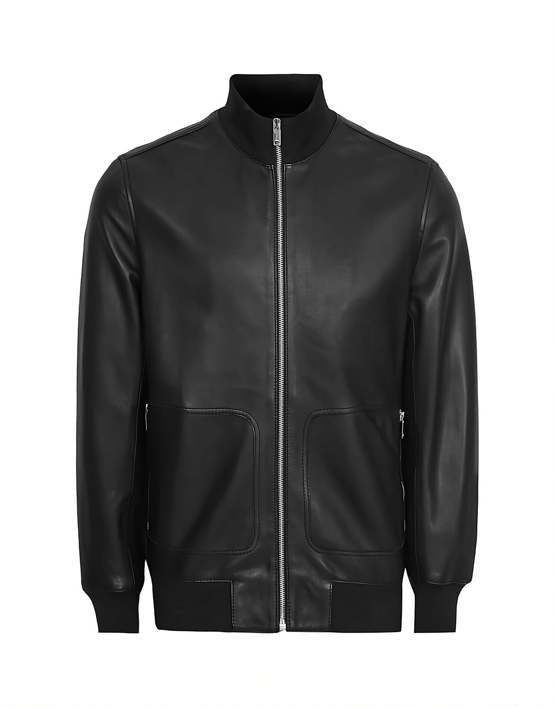 Minimalist Moto Leather Bomber Jacket