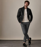 Minimalist Moto Leather Bomber Jacket