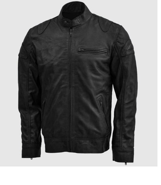 Moto Racer Bomber Leather Jacket