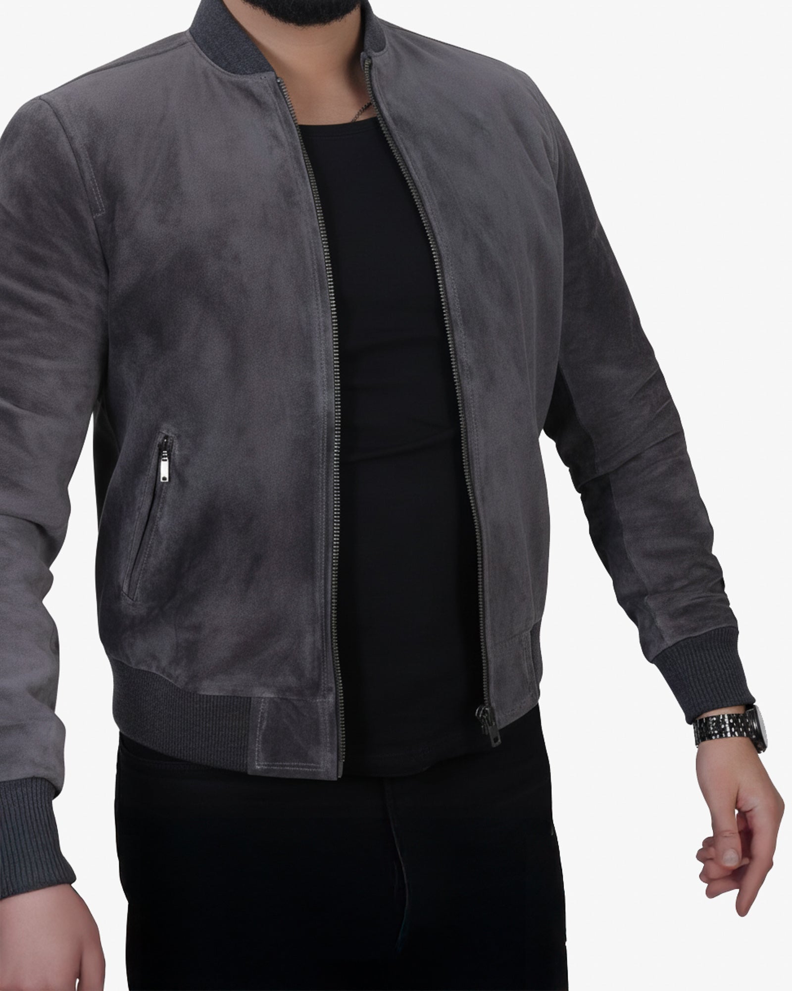 Brown Suede Bomber Jacket for Men