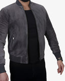Brown Suede Bomber Jacket for Men