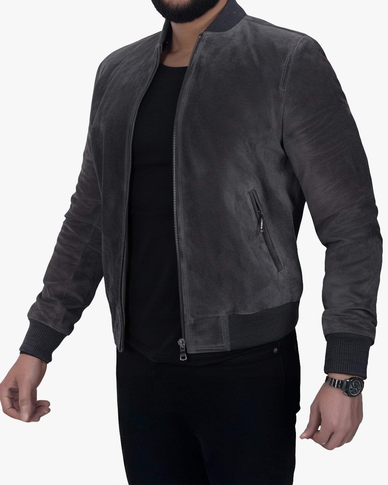 Brown Suede Bomber Jacket for Men
