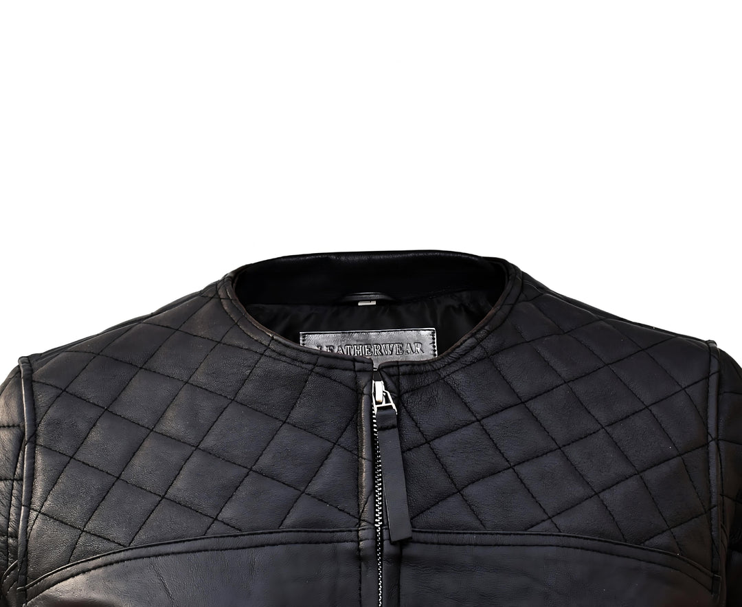 Shoulder Padded Leather Jacket