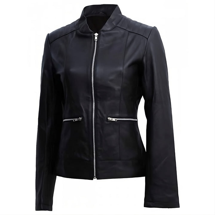 Trendy Silver Hardware Leather Jacket