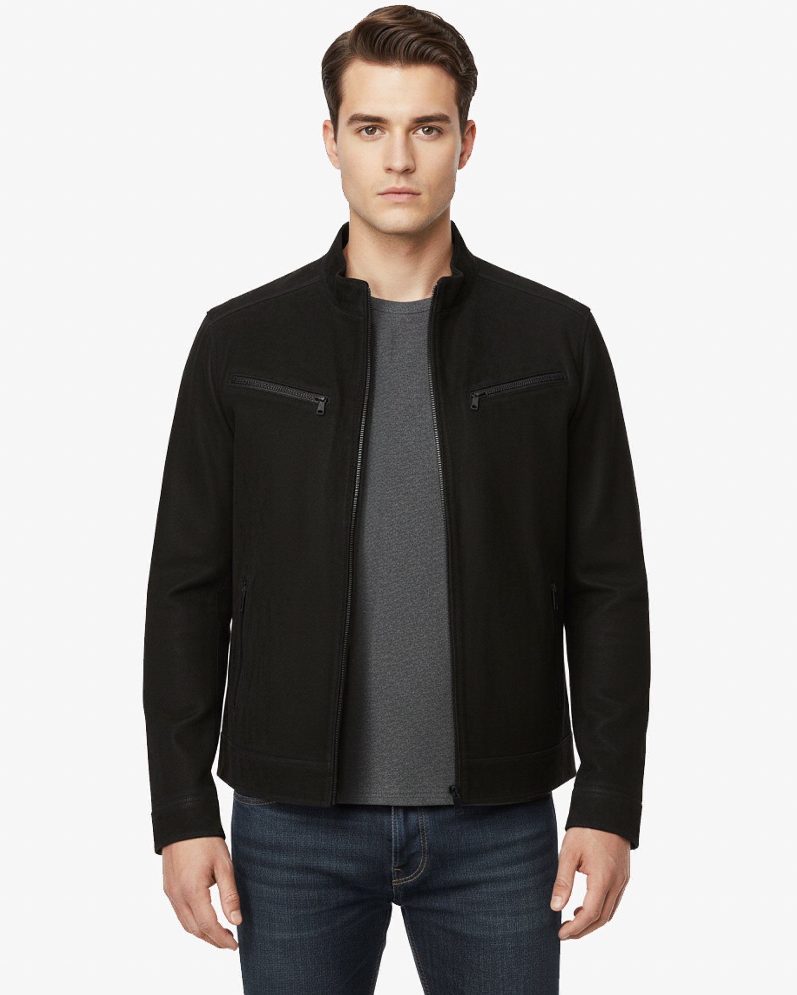 Classic Black Biker Leather Jacket for Men