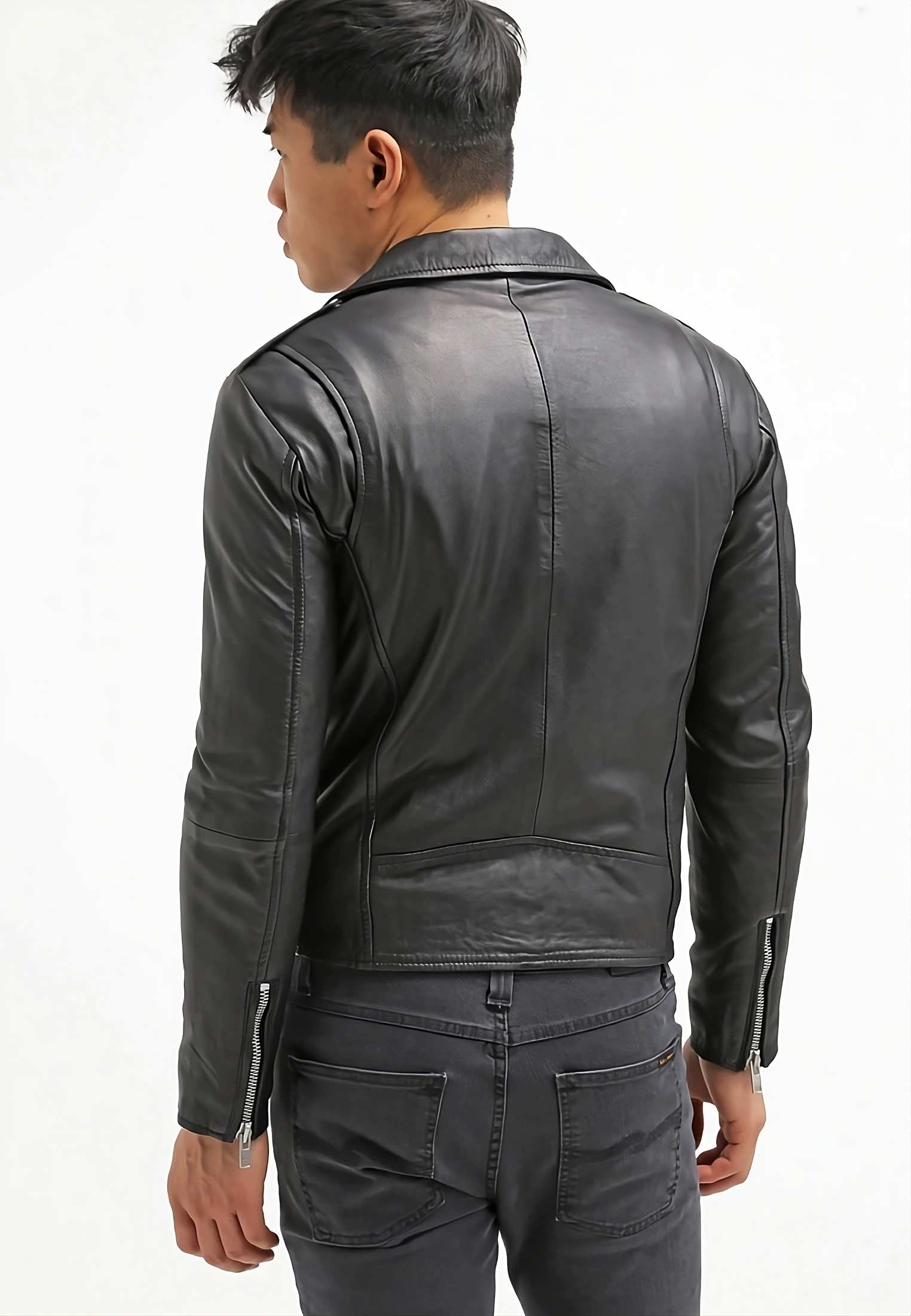 Vintage Belted Leather Biker Jacket